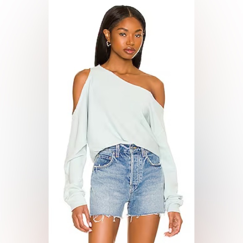 🩵 REVOLVE LANSTON One Shoulder Pullover in Seaglass 🩵